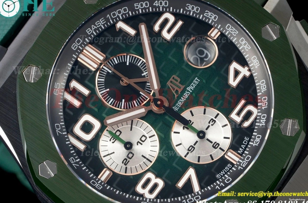 Royal Ceramic Oak Offshore RU 2020 44mm RSF A3126 Dial Green 0430